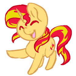 Size: 500x500 | Tagged: safe, artist:mondlichtkatze, sunset shimmer, pony, unicorn, g4, animated, cute, eyes closed, female, frame by frame, open mouth, shaking, shimmerbetes, simple background, smiling, solo, squigglevision, transparent background