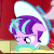Size: 515x515 | Tagged: safe, screencap, applejack, snowfall frost, spirit of hearth's warming past, starlight glimmer, earth pony, pony, unicorn, a hearth's warming tail, g4, season 6, :<, animated, book, clothes, cute, female, filly, filly starlight glimmer, floppy ears, glimmerbetes, hat, magic, mare, offscreen character, sad, sad face, seeds of the past, shirt, solo focus, younger