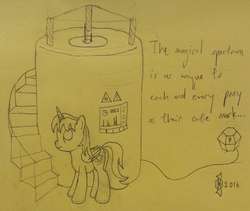 Size: 3202x2699 | Tagged: safe, artist:parclytaxel, oc, oc only, oc:parcly taxel, alicorn, pony, alicorn oc, chemistry, high res, horn, horn ring, lineart, monochrome, nuclear magnetic resonance, pencil drawing, science, solo, traditional art