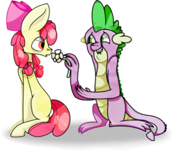 Size: 1024x896 | Tagged: safe, artist:vampdoq, apple bloom, spike, g4, female, male, ship:spikebloom, shipping, straight