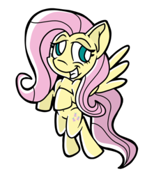 Size: 2612x2960 | Tagged: safe, artist:fillerartist, fluttershy, g4, belly button, female, flying, grin, high res, simple background, smiling, solo, transparent background