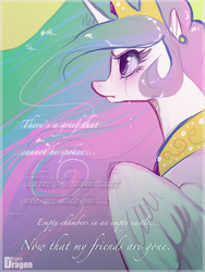 Size: 576x768 | Tagged: safe, artist:aspendragon, princess celestia, g4, crying, empty chairs at empty tables, female, les miserables, lyrics, solo, song reference, text