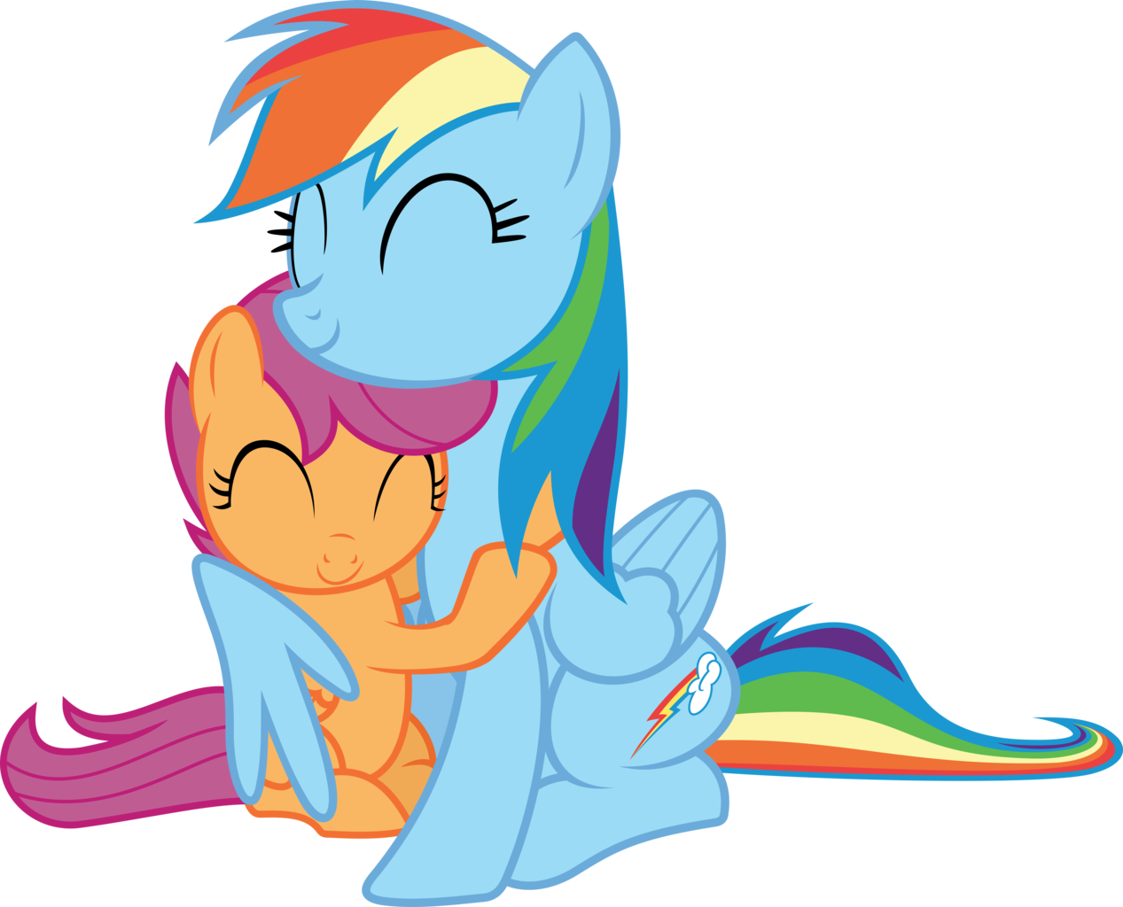 Rainbow dash and scootaloo hug