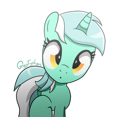 Size: 1650x1600 | Tagged: safe, artist:graytyphoon, lyra heartstrings, g4, :o, cute, female, head tilt, looking at you, lyrabetes, raised leg, simple background, solo, white background