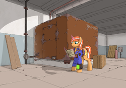 Size: 3000x2100 | Tagged: safe, artist:eriada, oc, oc only, oc:lemon slice, fallout equestria, clothes, crossover, fallout, high res, jumpsuit, pipbuck, vault suit