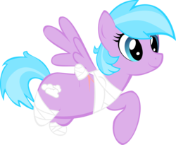 Size: 1453x1191 | Tagged: source needed, useless source url, safe, artist:nursey, oc, oc only, oc:broken clouds, pegasus, pony, amputee, bandage, original art, pegasus oc, simple background, solo, transparent background