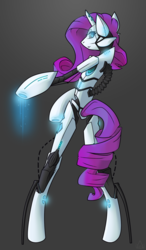 Size: 1511x2584 | Tagged: safe, artist:pon-ee, rarity, android, pony, robot, semi-anthro, g4, bipedal, female, solo