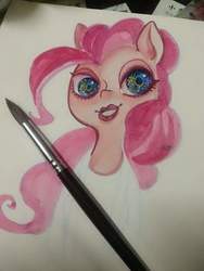 Size: 720x960 | Tagged: safe, pinkie pie, g4, female, paintbrush, painting, solo, traditional art