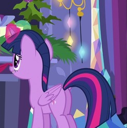 Size: 611x618 | Tagged: safe, screencap, twilight sparkle, alicorn, pony, g4, hearthbreakers, butt, cropped, female, fireplace, mare, plot, twilight sparkle (alicorn)