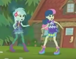 Size: 458x358 | Tagged: safe, screencap, bon bon, lyra heartstrings, sweetie drops, equestria girls, g4, my little pony equestria girls: legend of everfree, camp fashion show outfit, clothes, shoes, sneakers