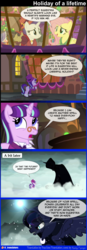 Size: 1288x3694 | Tagged: safe, artist:bredgroup, artist:true line translators, screencap, flutterholly, fluttershy, merry, princess luna, rarity, snowfall frost, spirit of hearth's warming yet to come, starlight glimmer, pony, a hearth's warming tail, g4, alternate scenario, and that's how equestria was unmade, comic, hearth's warming, screencap comic, translation