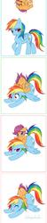 Size: 600x2842 | Tagged: safe, artist:ichigochichi, rainbow dash, scootaloo, pegasus, pony, g4, comic, cute, cutealoo, dashabetes, eyes closed, falling, female, filly, iwtcird, mare, open mouth, scootalove, simple background, subverted meme, weapons-grade cute, white background