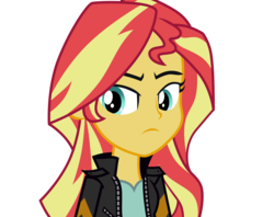 Size: 3348x2646 | Tagged: safe, artist:riariirii2, sunset shimmer, equestria girls, g4, clothes, female, high res, leather jacket, simple background, solo, transparent background, vector