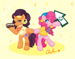 Size: 914x728 | Tagged: safe, artist:clairbanthedoll, pinkie pie, saffron masala, pony, g4, my little pony: friendship is magic, spice up your life, bipedal