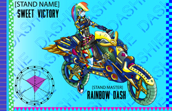 Size: 4395x2844 | Tagged: safe, artist:brother-lionheart, rainbow dash, equestria girls, g4, jojo's bizarre adventure, motorcycle, stand