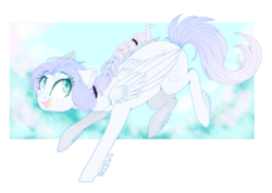 Size: 1024x731 | Tagged: safe, artist:gloriajoy, oc, oc only, oc:nunki sigma saggitarius, pegasus, pony, cloud, flying, smiling, solo