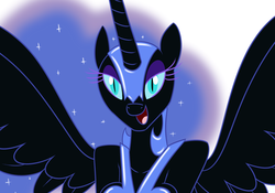 Size: 2000x1400 | Tagged: safe, artist:mofetafrombrooklyn, nightmare moon, alicorn, anthro, g4, female, looking at you, solo