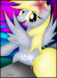 Size: 3655x5000 | Tagged: safe, artist:iflysna94, derpy hooves, pegasus, pony, g4, female, flower, mare, solo