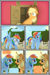 Size: 3254x4837 | Tagged: safe, artist:gutovi, applejack, rainbow dash, pony, comic:why me!?, g4, comic, female, floppy ears, high res, lesbian, mare, ship:appledash, shipping