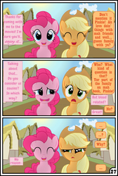 Size: 3254x4837 | Tagged: safe, artist:gutovi, applejack, pinkie pie, pony, comic:why me!?, g4, comic, female, high res, lesbian, mare, not incest, ship:applepie, shipping