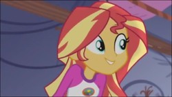 Size: 640x360 | Tagged: safe, screencap, sunset shimmer, equestria girls, g4, my little pony equestria girls: legend of everfree, camp everfree outfits, female, smiling