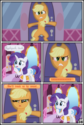 Size: 3254x4837 | Tagged: safe, artist:gutovi, applejack, rarity, pony, comic:why me!?, g4, carousel boutique, comic, high res