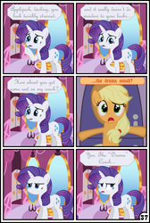 Size: 3254x4837 | Tagged: safe, artist:gutovi, applejack, rarity, pony, comic:why me!?, g4, carousel boutique, comic, high res