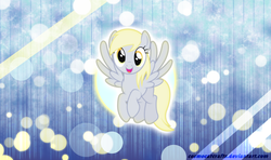 Size: 2700x1600 | Tagged: safe, artist:cosmocatcrafts, artist:dashiesparkle, derpy hooves, pegasus, pony, g4, bubble, cute, female, mare, open mouth, vector, wallpaper