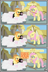 Size: 3254x4837 | Tagged: safe, artist:gutovi, applejack, fluttershy, pony, sheep, comic:why me!?, g4, black sheep, comic, female, high res, jontron, lesbian, mare, ship:appleshy, shipping, signature