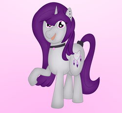 Size: 1695x1568 | Tagged: safe, artist:anonpony1, oc, oc only, oc:wicked silly, pony, unicorn, choker, ear piercing, piercing, simple background, solo, tail bow