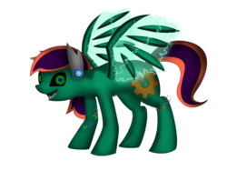 Size: 1024x768 | Tagged: safe, artist:kotelen, oc, oc only, oc:steam blade, pegasus, pony, artificial wings, augmented, electricity, mechanical wing, solo, wings