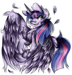 Size: 530x550 | Tagged: safe, artist:ponykasaii, twilight sparkle, alicorn, pony, g4, chest fluff, ear fluff, feather, female, fluffy, simple background, solo, twilight sparkle (alicorn)