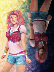 Size: 1199x1585 | Tagged: safe, artist:allegro-designs, pinkie pie, human, g4, duality, duo, humanized, pinkamena diane pie