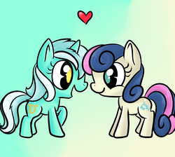 Size: 953x855 | Tagged: safe, artist:lustrous-dreams, bon bon, lyra heartstrings, sweetie drops, earth pony, pony, unicorn, g4, adorabon, cute, duo, female, lesbian, lyrabetes, mare, ship:lyrabon, shipping