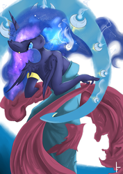 Size: 1280x1810 | Tagged: safe, artist:theflippy59, princess luna, anthro, g4, clothes, dress, female, looking back, looking over shoulder, solo