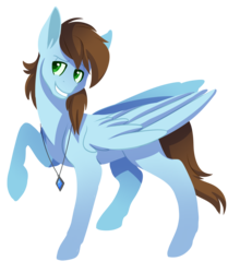 Size: 2864x3256 | Tagged: safe, artist:uunicornicc, oc, oc only, oc:sorren, pegasus, pony, cute, green eyes, high res, jewelry, necklace, portrait, smiling, solo, standing, wings