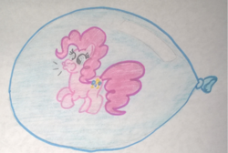 Size: 768x517 | Tagged: safe, artist:toyminator900, pinkie pie, g4, balloon, female, pinkie pie trapped in a balloon, solo, traditional art