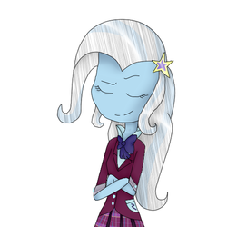 Size: 512x512 | Tagged: safe, artist:vicky181, trixie, equestria girls, g4, clothes, crossed arms, crystal prep academy uniform, eyes closed, female, school uniform, simple background, solo, white background