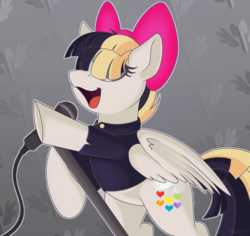 Size: 1979x1871 | Tagged: dead source, safe, artist:allyster-black, songbird serenade, g4, my little pony: the movie, clothes, female, microphone, open mouth, sia (singer), singing, solo, uvula