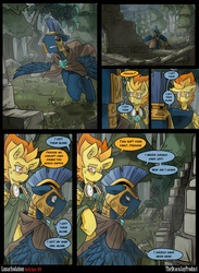 Size: 3000x4091 | Tagged: safe, artist:dracojayproduct, spitfire, oc, oc:pierson, comic:lunar isolation, g4, cloak, clothes, comic, crying, goggles