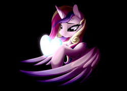 Size: 5357x3827 | Tagged: safe, artist:strachattack, princess cadance, g4, absurd resolution, crystal heart, dark, female, hoof hold, solo