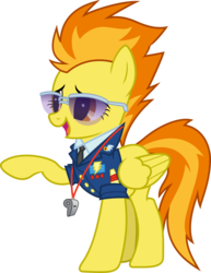 Size: 4000x5174 | Tagged: safe, artist:dusk2k, spitfire, pegasus, pony, g4, wonderbolts academy, .svg available, absurd resolution, drill sergeant, female, necktie, raised hoof, show accurate, simple background, smiling, solo, spitfire's tie, sunglasses, transparent background, vector, whistle, whistle necklace, wonderbolts dress uniform