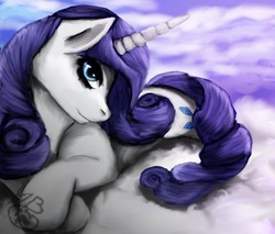 Size: 1280x1090 | Tagged: safe, artist:madii-b, rarity, g4, crossed hooves, female, looking at you, prone, solo