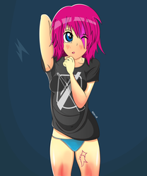 Size: 2500x3000 | Tagged: safe, artist:noah-x3, oc, oc only, oc:neon flare, human, armpits, clothes, female, high res, humanized, humanized oc, panties, solo, thighs, thong, underwear