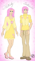 Size: 1489x2550 | Tagged: safe, artist:swag-thomas-stroker, fluttershy, human, g4, butterscotch, clothes, dress, humanized, rule 63, self paradox