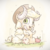 Size: 960x960 | Tagged: safe, artist:assasinmonkey, applejack, earth pony, pony, g4, apple, belly button, chibi, cute, female, food, horns, jackabetes, looking at you, monster, solo, wat