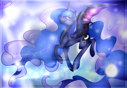 Size: 1024x712 | Tagged: safe, artist:ataliey, princess luna, g4, dream walker luna, dreamscape, eyes closed, female, solo