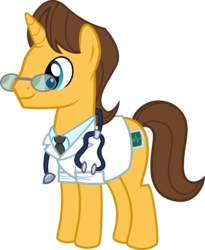 Size: 6571x8000 | Tagged: safe, artist:tajarnia, doctor horse, doctor stable, pony, unicorn, g4, read it and weep, absurd resolution, clothes, glasses, male, necktie, shirt, simple background, solo, stallion, stethoscope, transparent background, vector