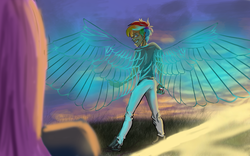 Size: 1680x1050 | Tagged: safe, artist:samoschristina, fluttershy, rainbow dash, human, g4, humanized