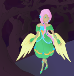 Size: 918x950 | Tagged: safe, artist:swiftstart, fluttershy, human, g4, clothes, dress, humanized, winged humanization